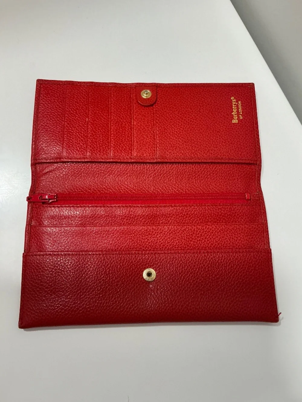 Vintage Burberrys red pebble leather clutch wallet - Picture 5 of 8